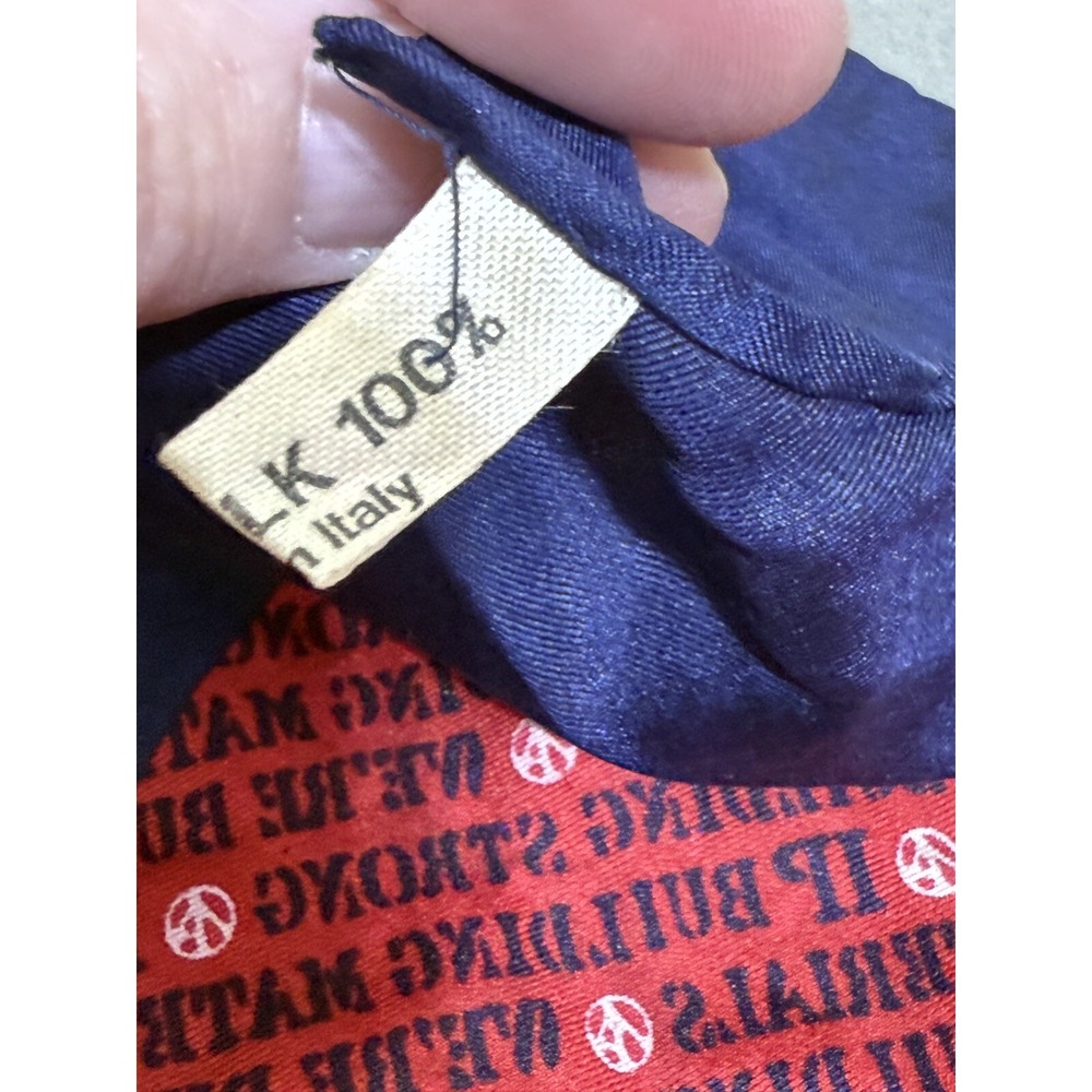 Vtg Scarf Made In Italy IP Building‎ Materials 100% Silk Red White Blue Font - Picture 12 of 15